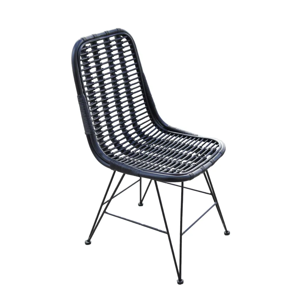 Silla de ratán genuino comedor chillvert parma 46x60x92 cm negra