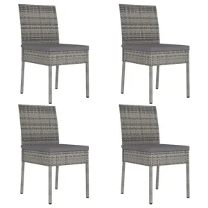 Sillas de comedor de jardin 4 unidades ratán sintético gris