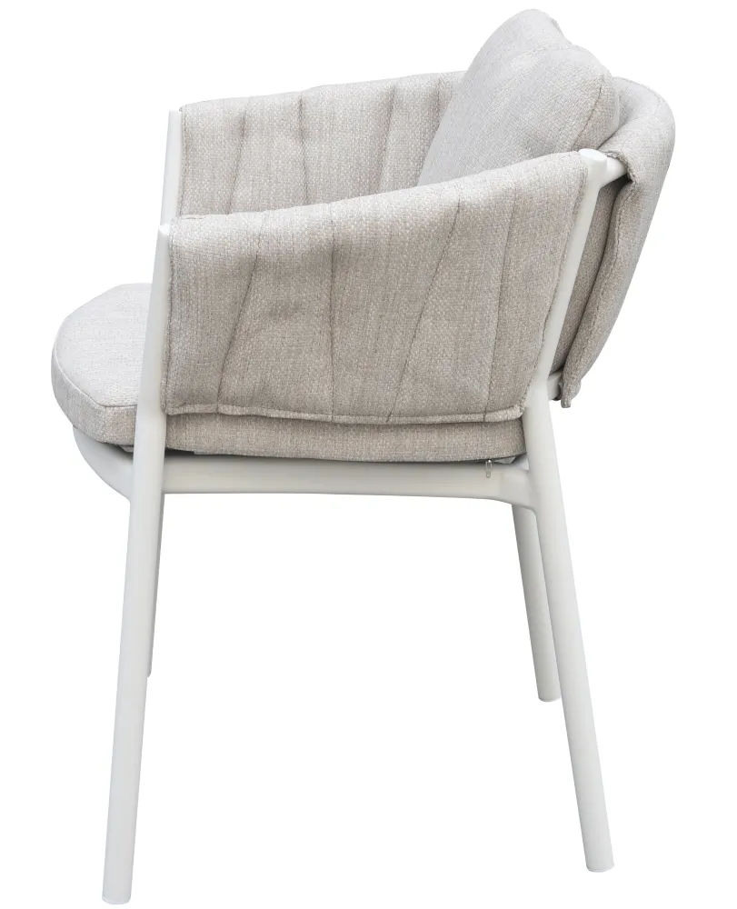 Sillón de comedor Attica aluminio blanco y textil gris evidente