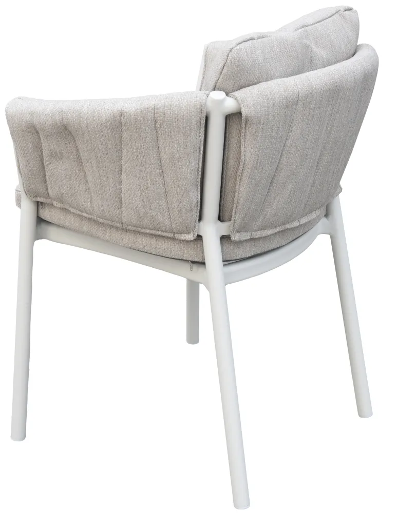 Sillón de comedor Attica aluminio blanco y textil gris evidente
