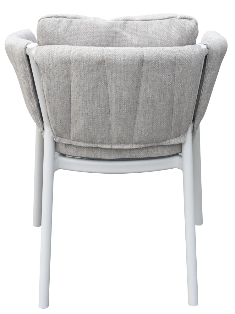 Sillón de comedor Attica aluminio blanco y textil gris evidente