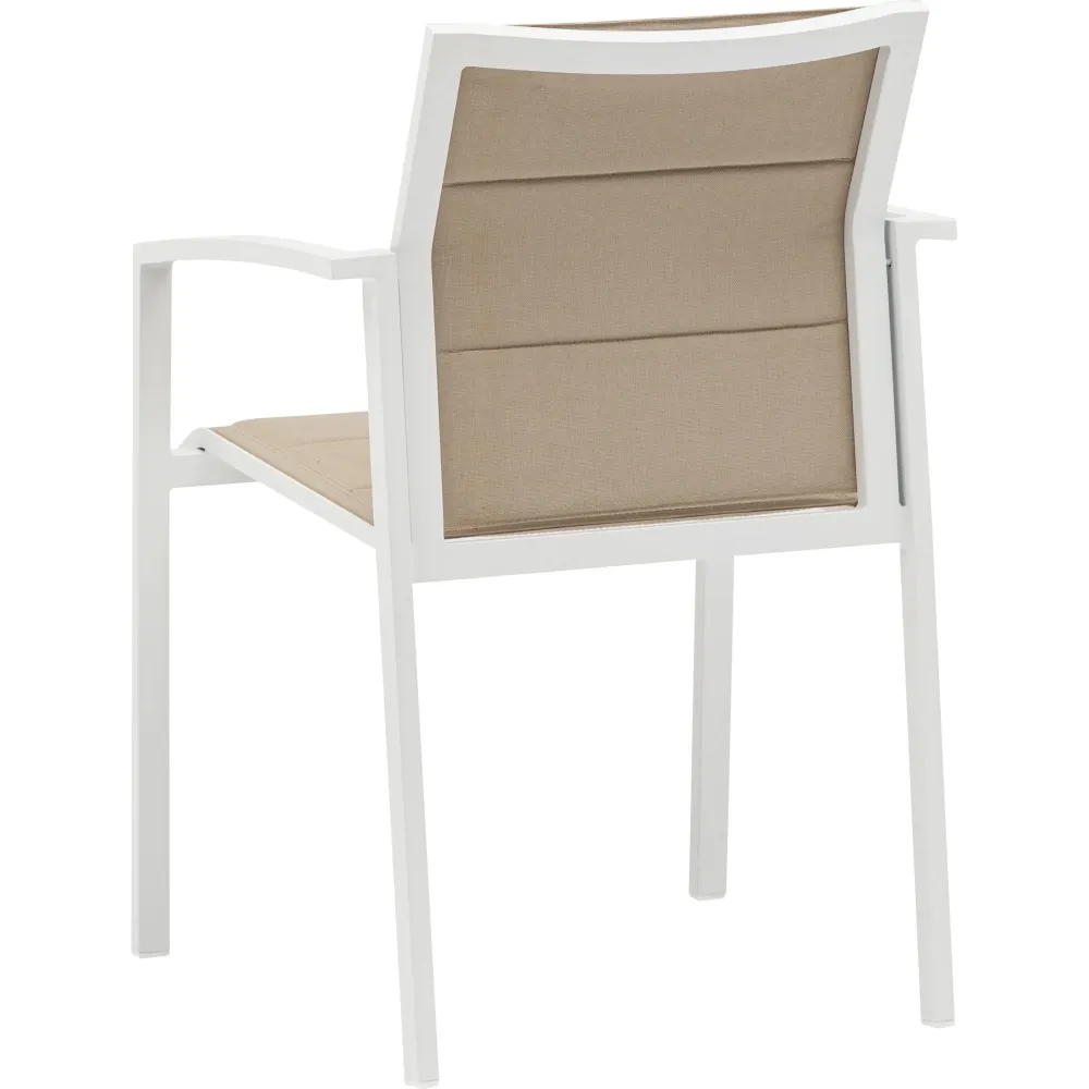 Sillón de comedor ORICK aluminio blanco y textil taupe