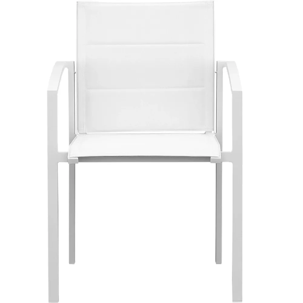 Sillón de comedor ORICK aluminio y textil blanco