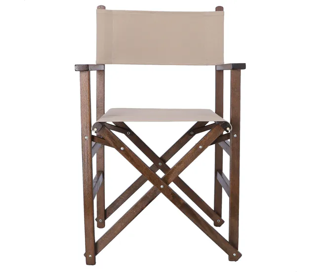 Sillón director estructura nogal con lona piedra, 51x46x86 cm