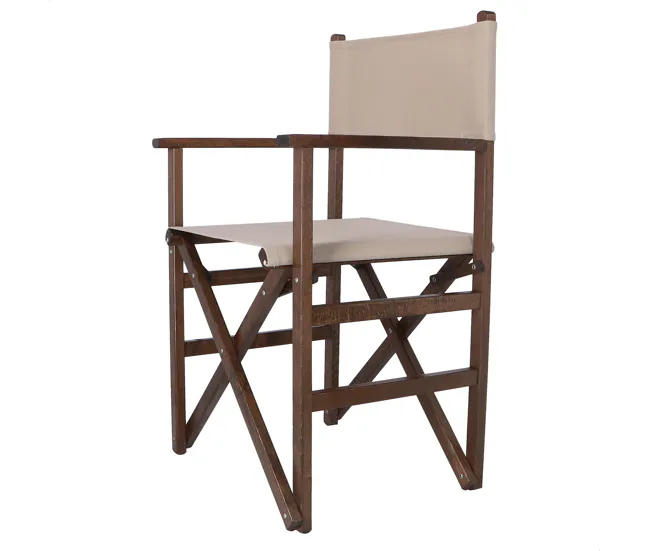 Sillón director estructura nogal con lona piedra, 51x46x86 cm