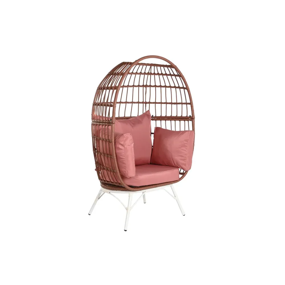 Sillón de jardín DKD Home Decor 99 x 71 x 147 cm Acero Terracota ratán sintético Blanco