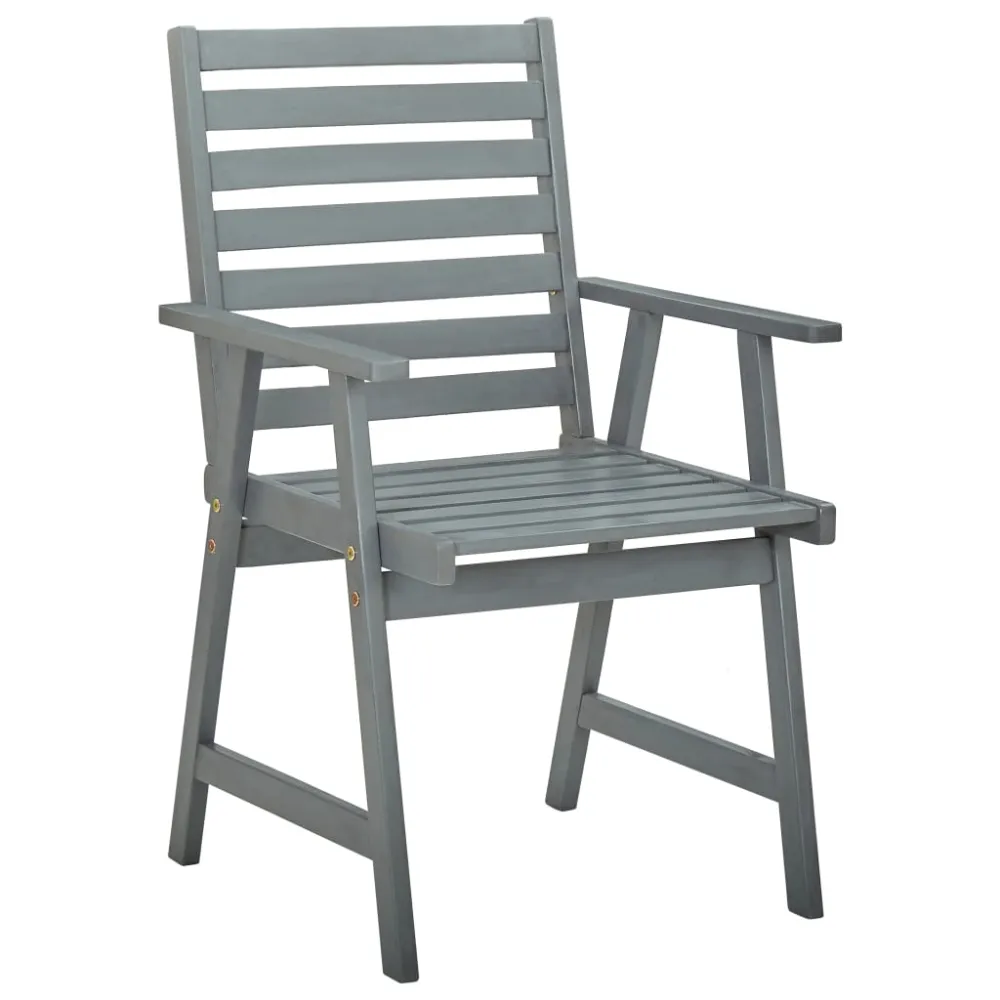 vidaXL sillas de comedor de jardín 4 uds madera maciza de acacia gris