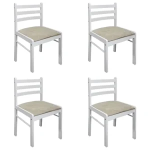 vidaXL Sillas de comedor 4 uds madera maciza caucho terciopelo blanco