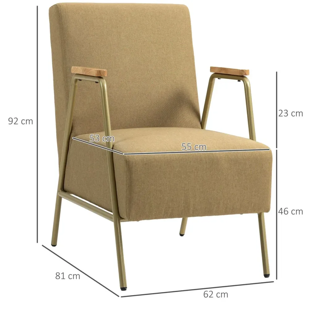 Butaca Addit Homcom con reposabrazos marrón preciso 92x62x81 cm