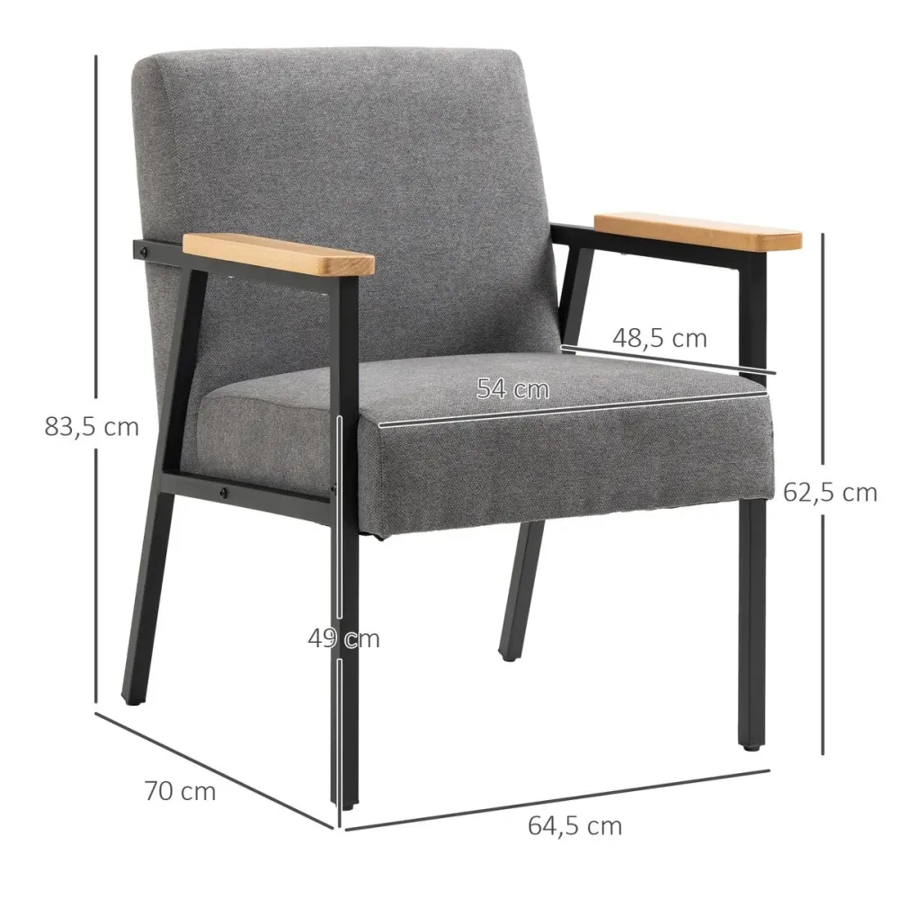 Butaca Modern living Homcom con reposabrazos gris 83,5x64,5x70 cm