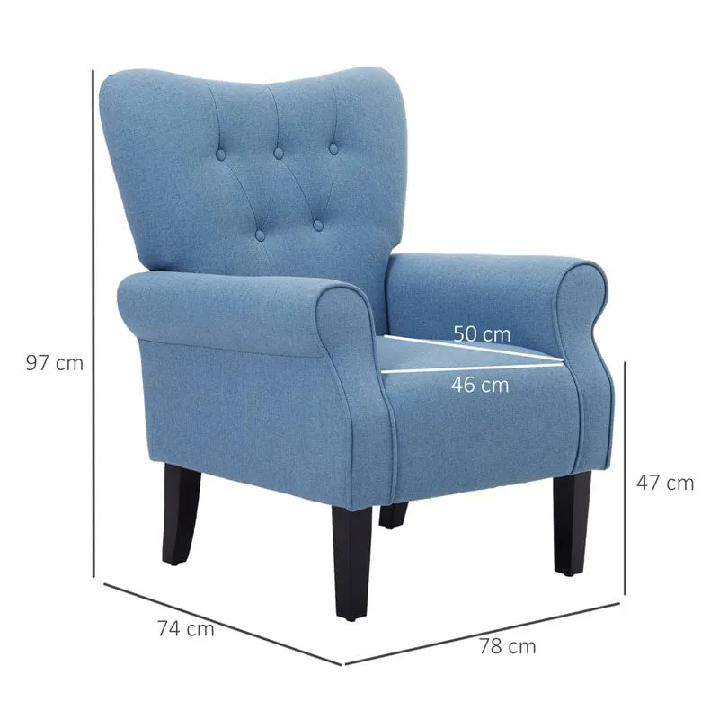 Butaca tapizada Homcom azul 97x78x74 cm