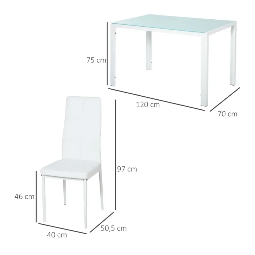 Columpio con Soporte Conjunto de comedor Asia Homcom 1 mesa + 4 sillas blanco