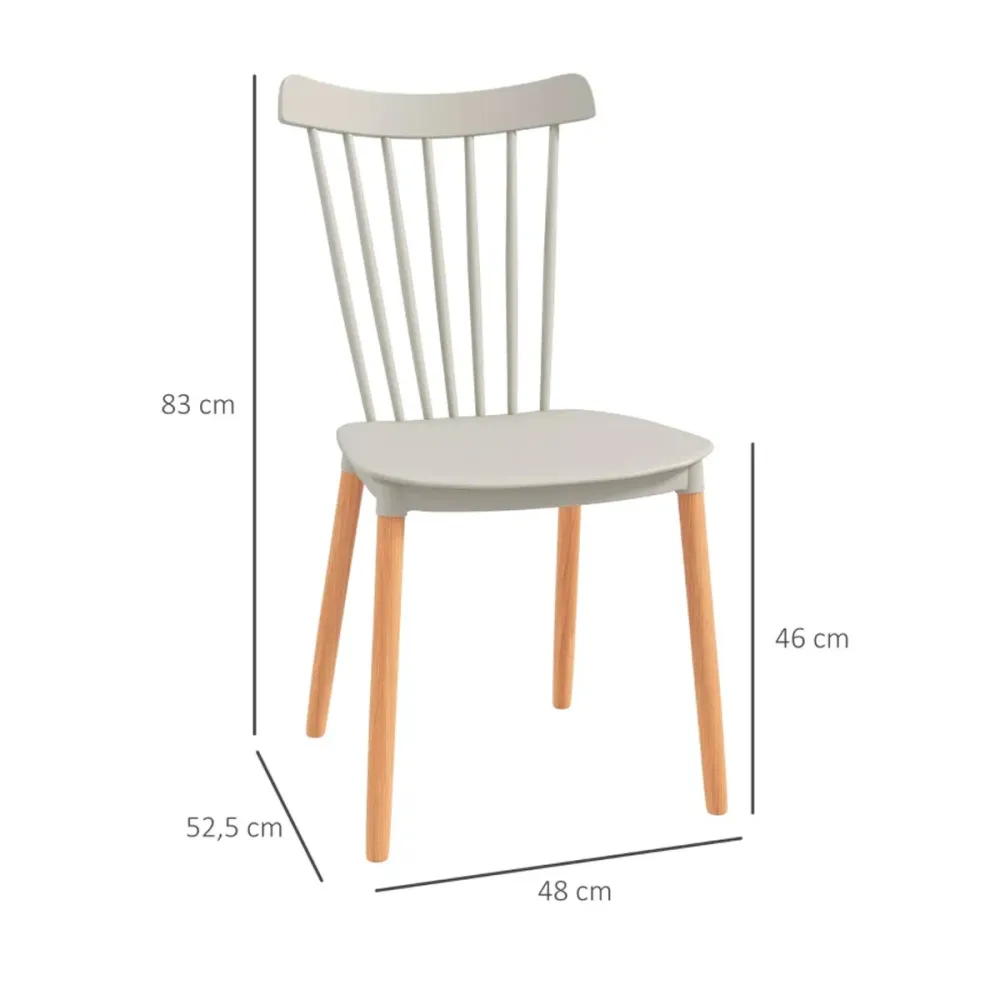 Columpio con Soporte Pack de 4 sillas de comedor Nordin Homcom estilo nórdico gris 83x48x52,5 cm