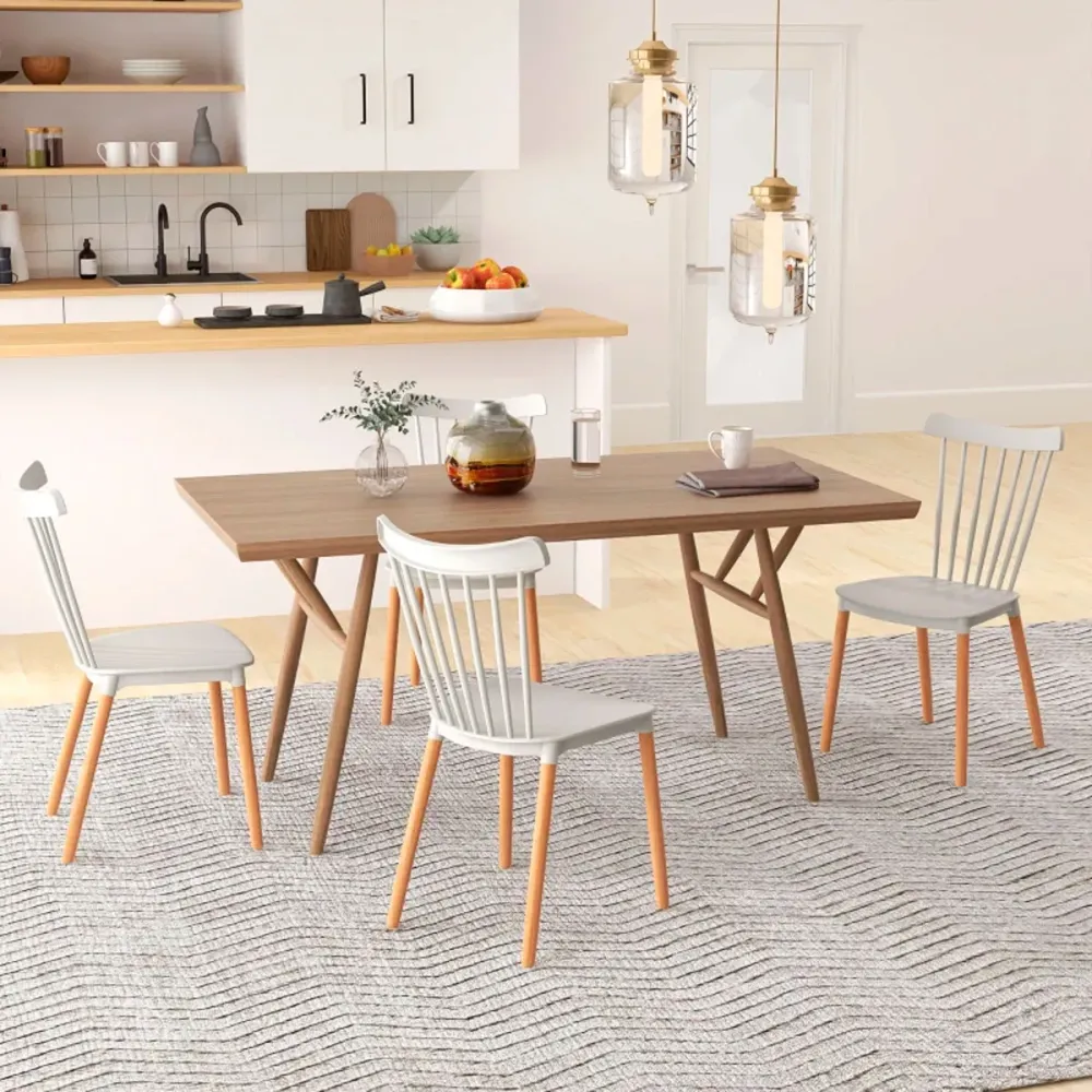 Columpio con Soporte Pack de 4 sillas de comedor Nordin Homcom estilo nórdico gris 83x48x52,5 cm