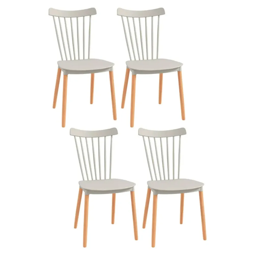 Columpio con Soporte Pack de 4 sillas de comedor Nordin Homcom estilo nórdico gris 83x48x52,5 cm