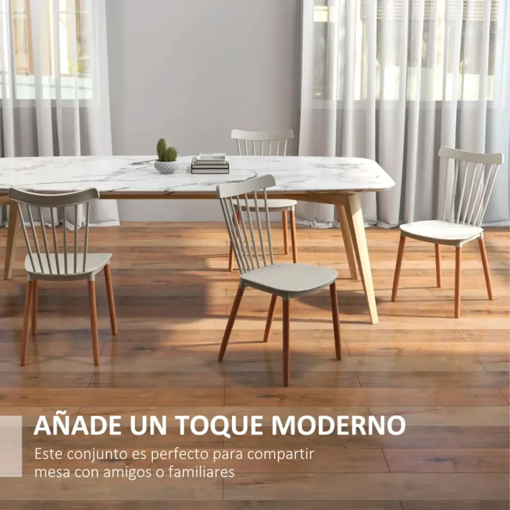 Columpio con Soporte Pack de 4 sillas de comedor Nordin Homcom estilo nórdico gris 83x48x52,5 cm