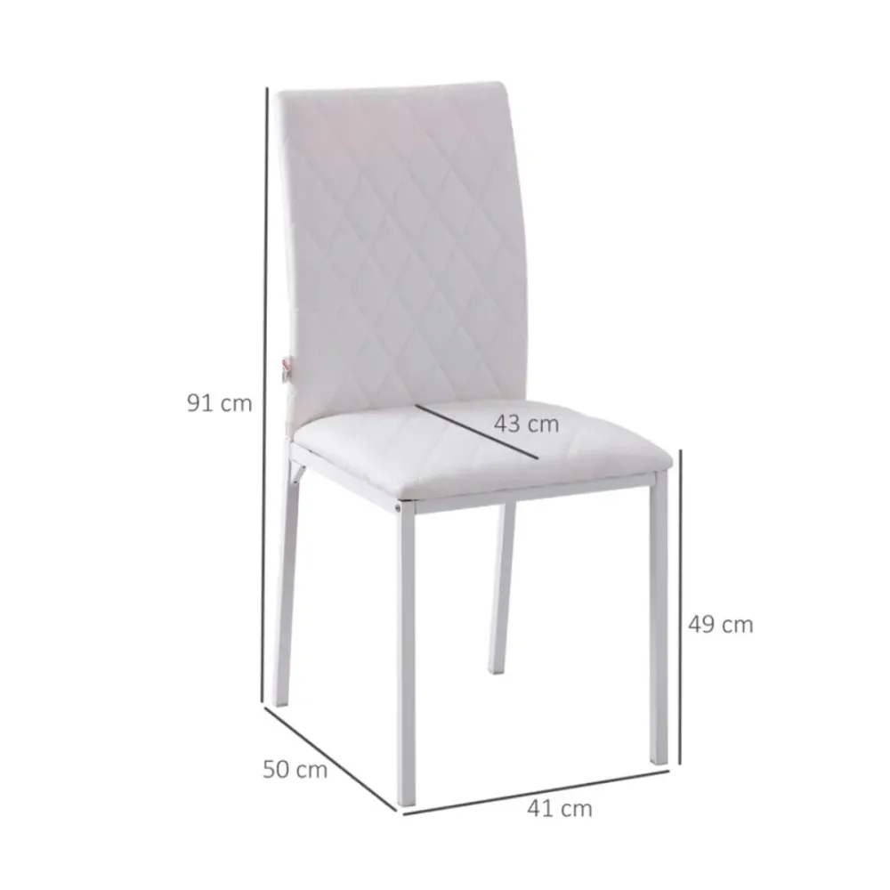 Columpio de Jardín Pack de 4 sillas de comedor Homcom polipiel blanco 91x50x41 cm