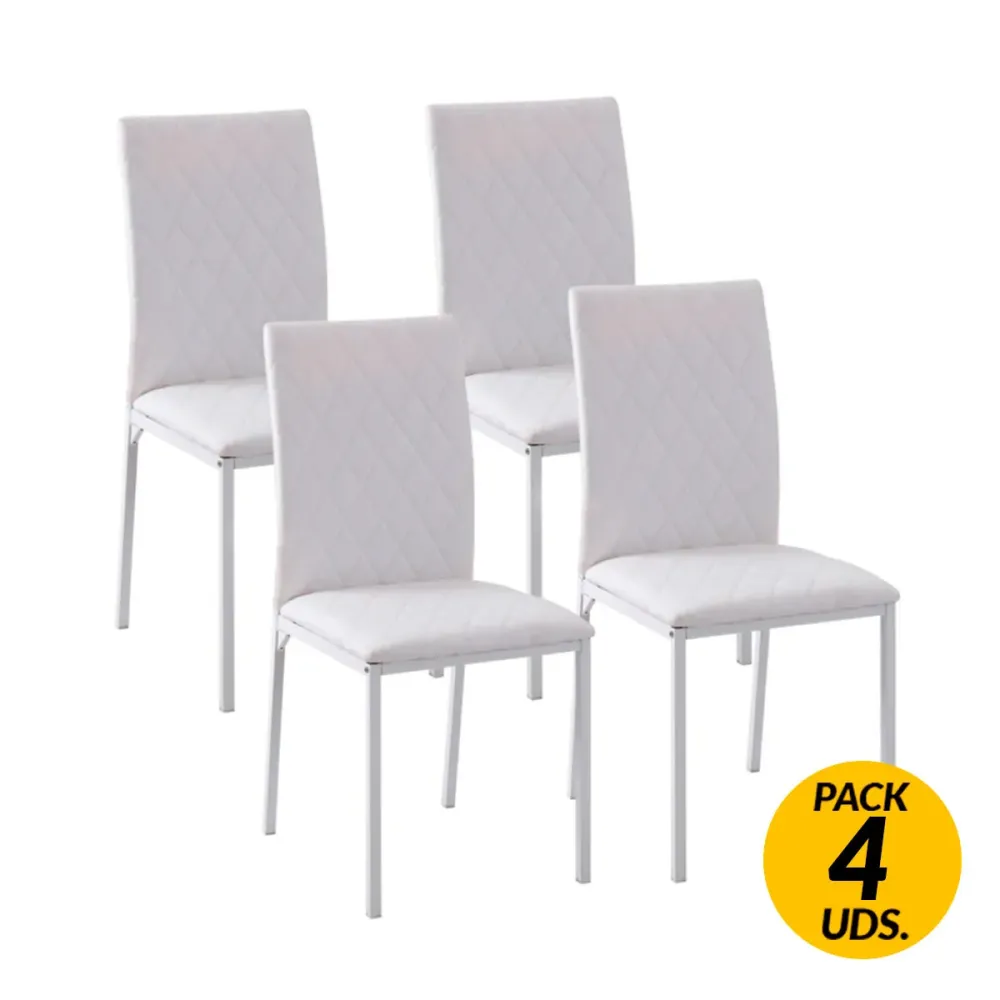 Columpio de Jardín Pack de 4 sillas de comedor Homcom polipiel blanco 91x50x41 cm