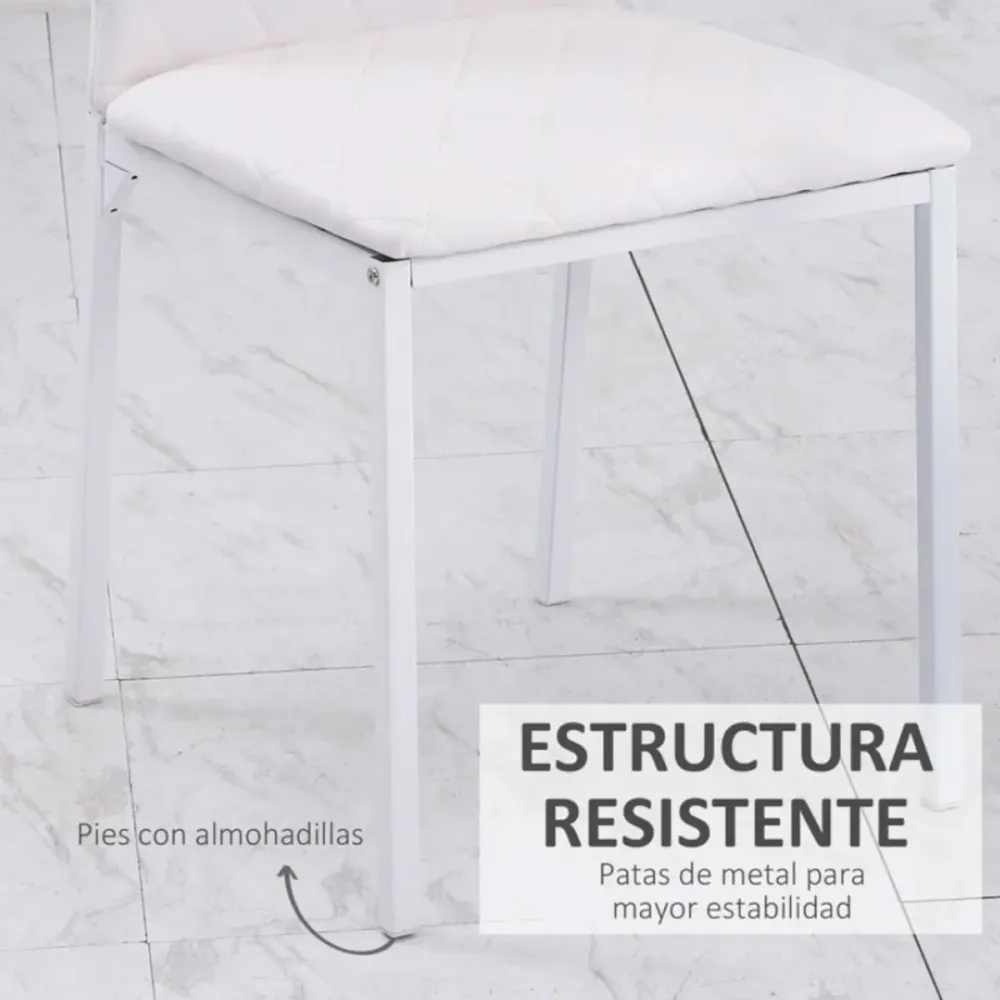 Columpio de Jardín Pack de 4 sillas de comedor Homcom polipiel blanco 91x50x41 cm