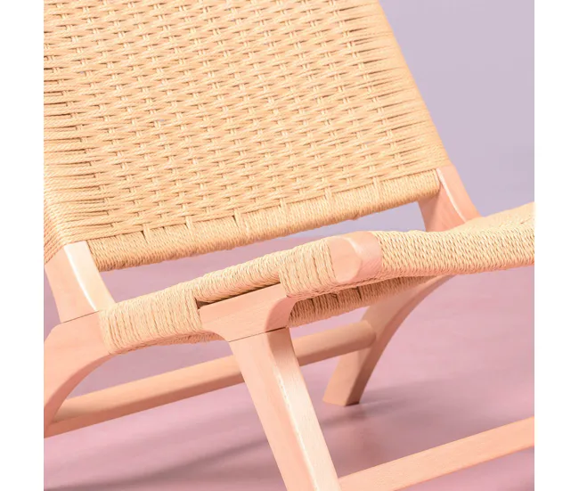 Completo con Mosquitero Sillón nórdico en madera de haya y cuerda ecológica - Liam