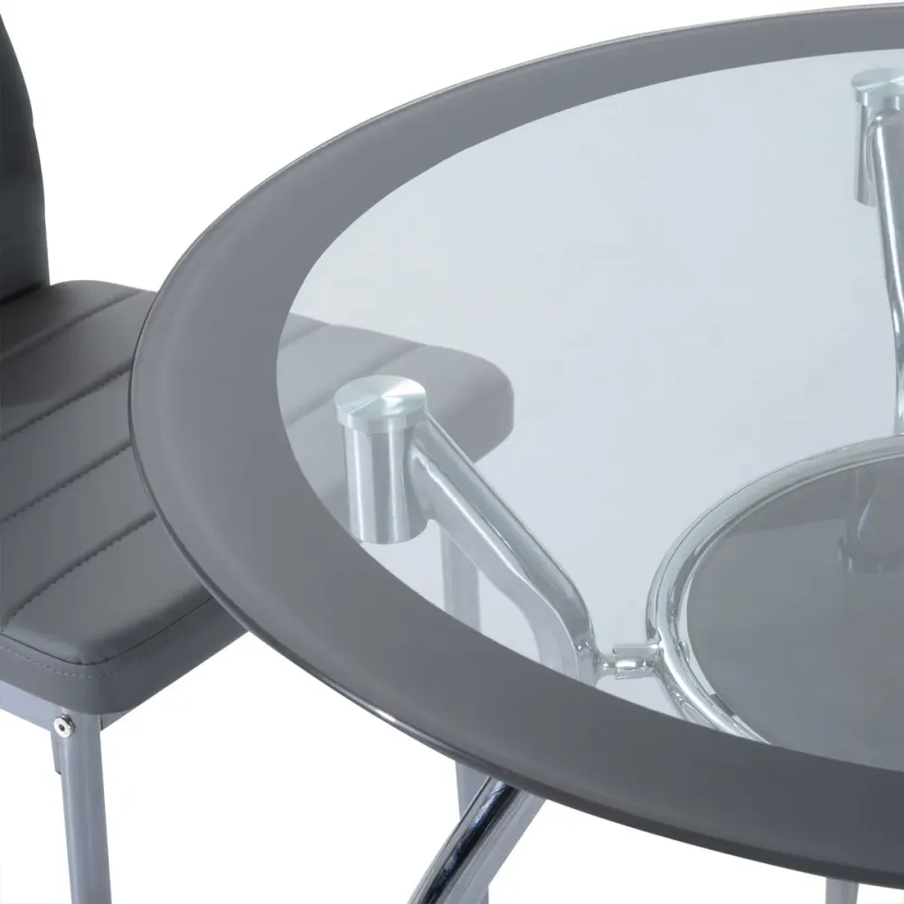 Conjunto de comedor Arpa Homcom mesa + 4 sillas gris para Jardín y Patio