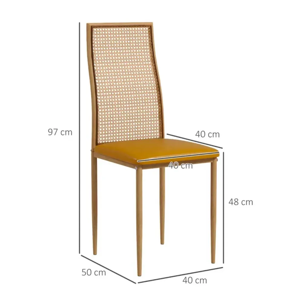 Juego de Hamaca Pack de 2 sillas de comedor Olma Homcom cuero PU ocre 97x40x50 cm