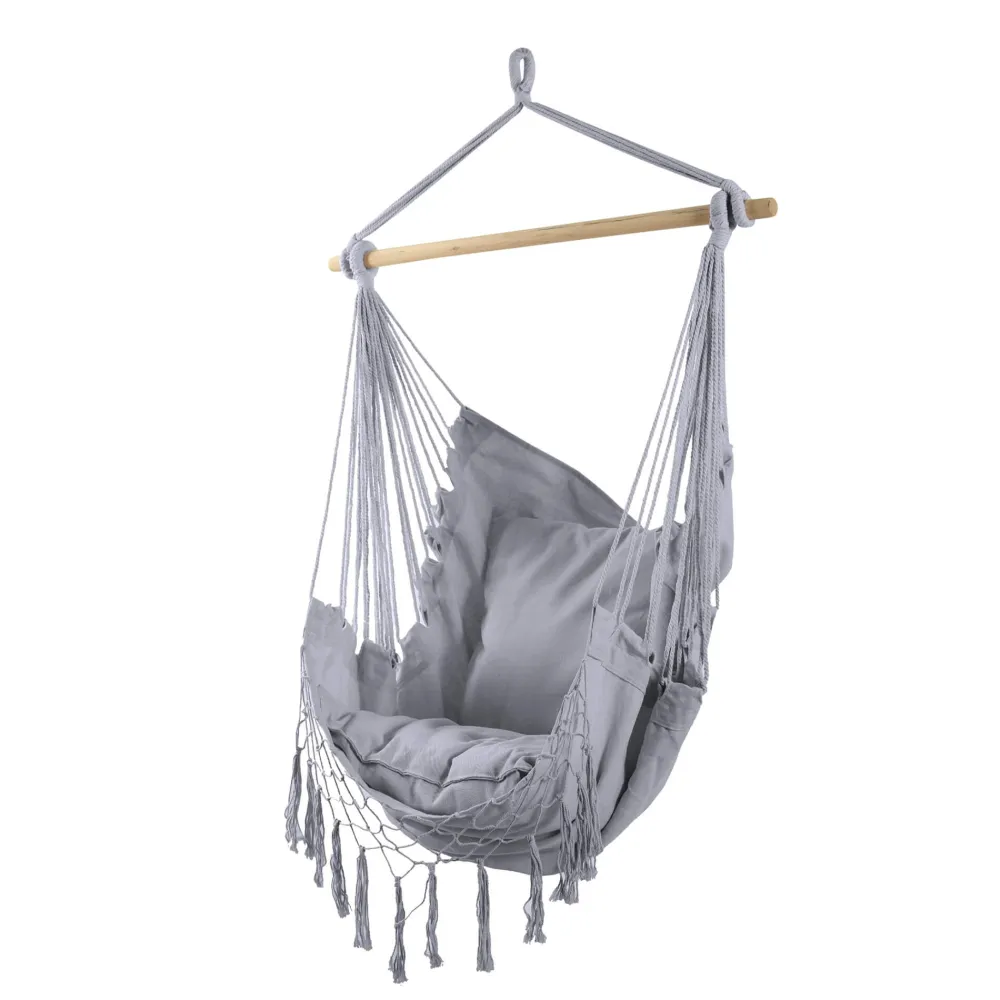 Juego de Hamaca Sillón coLGante edera gris 140x100x140 cm