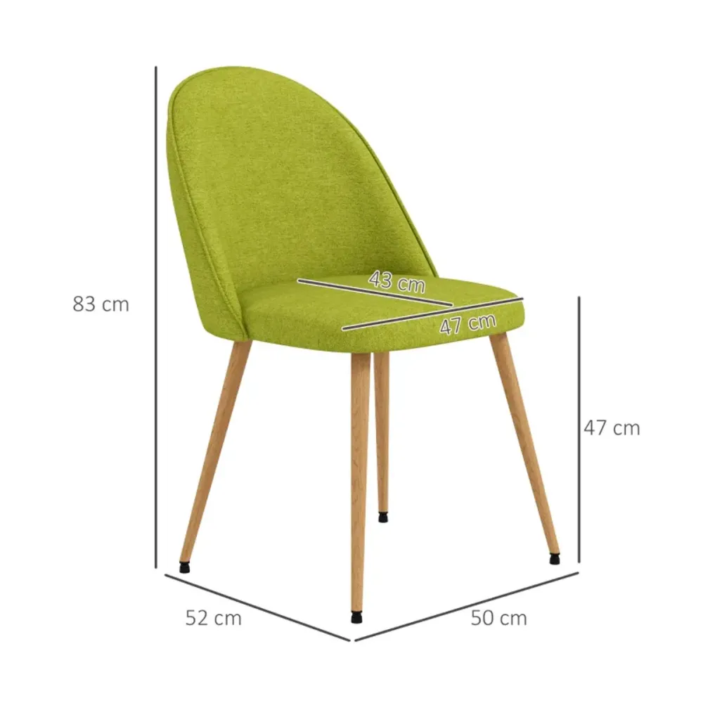 Pack de 2 sillas de comedor Boho Homcom verde pistacho 83x50x52 cm