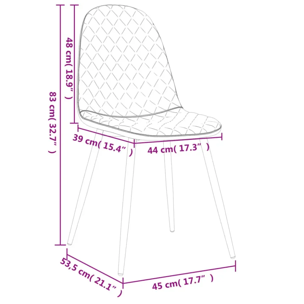 Pack de 6 sillas de comedor Vega terciopelo 83x45x53,5 cm