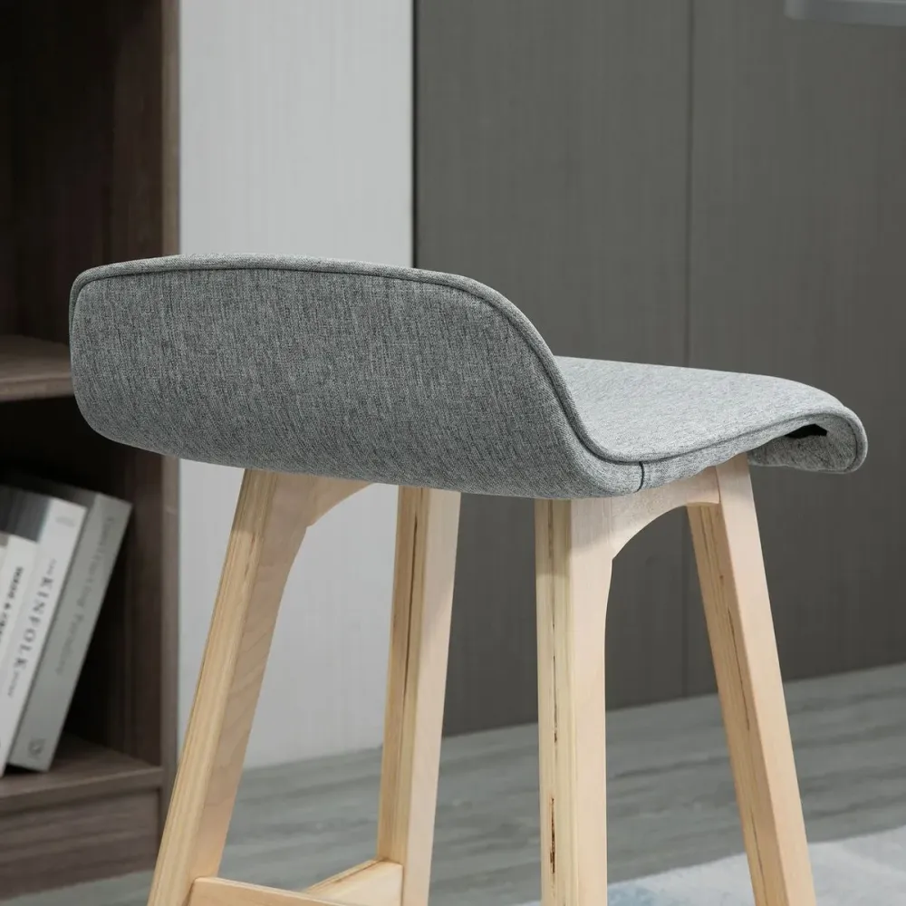 Pack de 2 taburetes altos Lenha Homcom gris/natural 75,5x40x41,5 cm