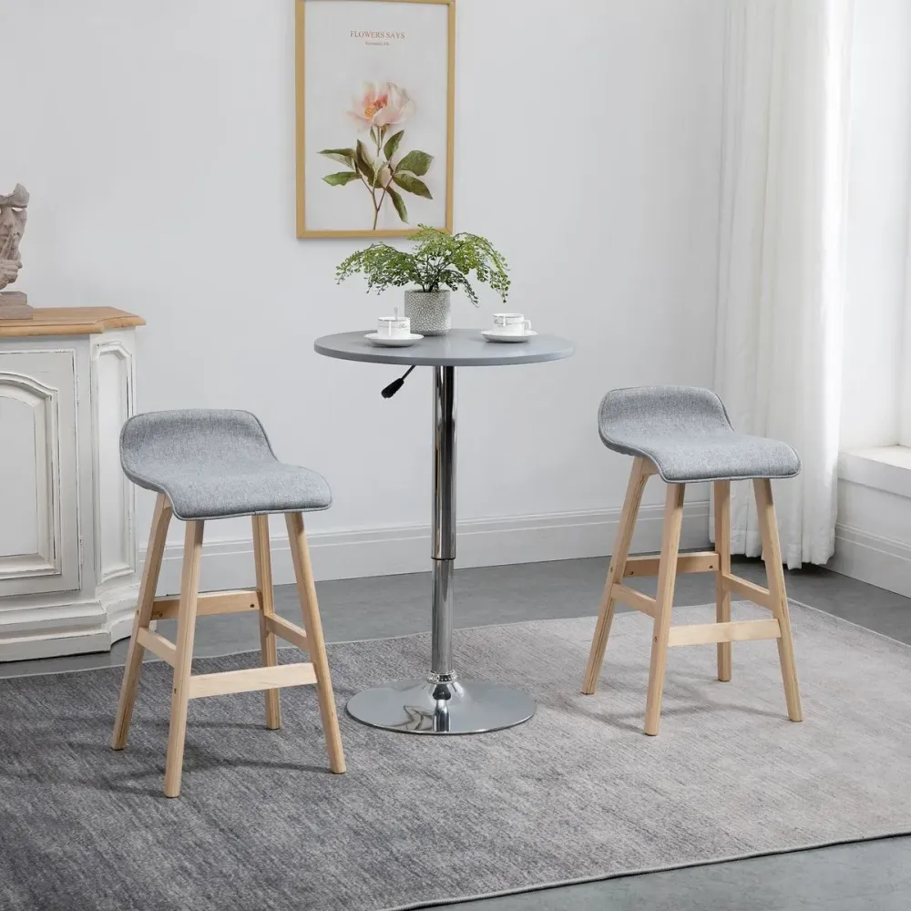 Pack de 2 taburetes altos Lenha Homcom gris/natural 75,5x40x41,5 cm
