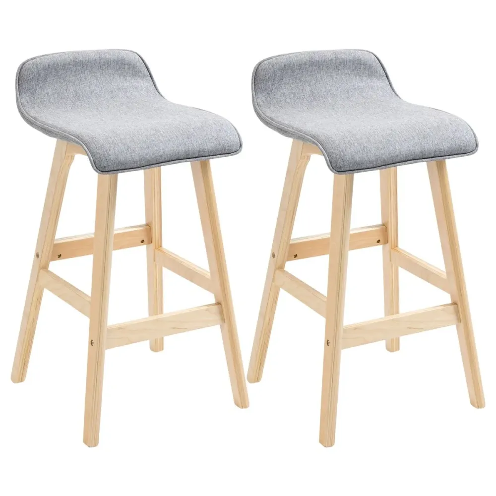 Pack de 2 taburetes altos Lenha Homcom gris/natural 75,5x40x41,5 cm