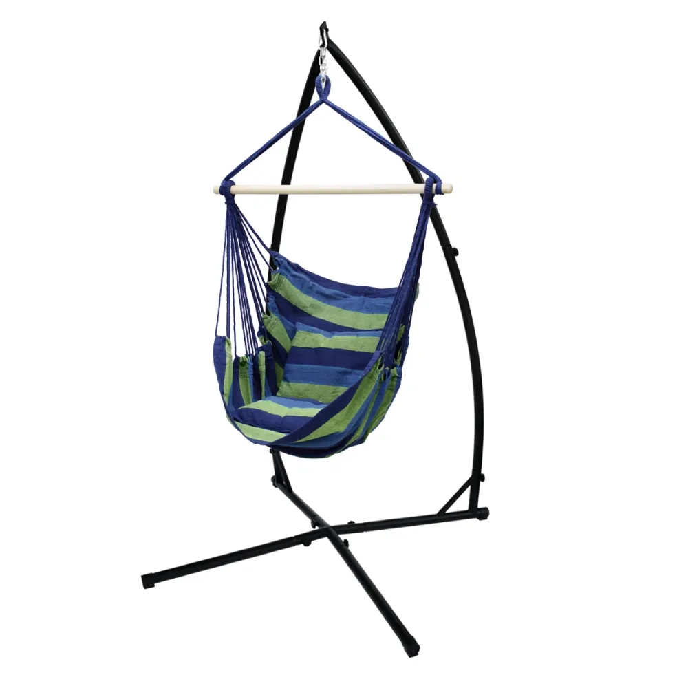 Premium de Tela Oxford Silla coLGante con armazón y cojín aLGodón azul/verde ecd geramny