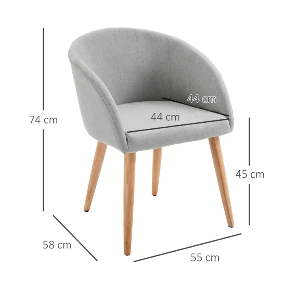Resistente la Intemperie Silla de comedor Homcom tapizada transpirable gris 74x58x55 cm