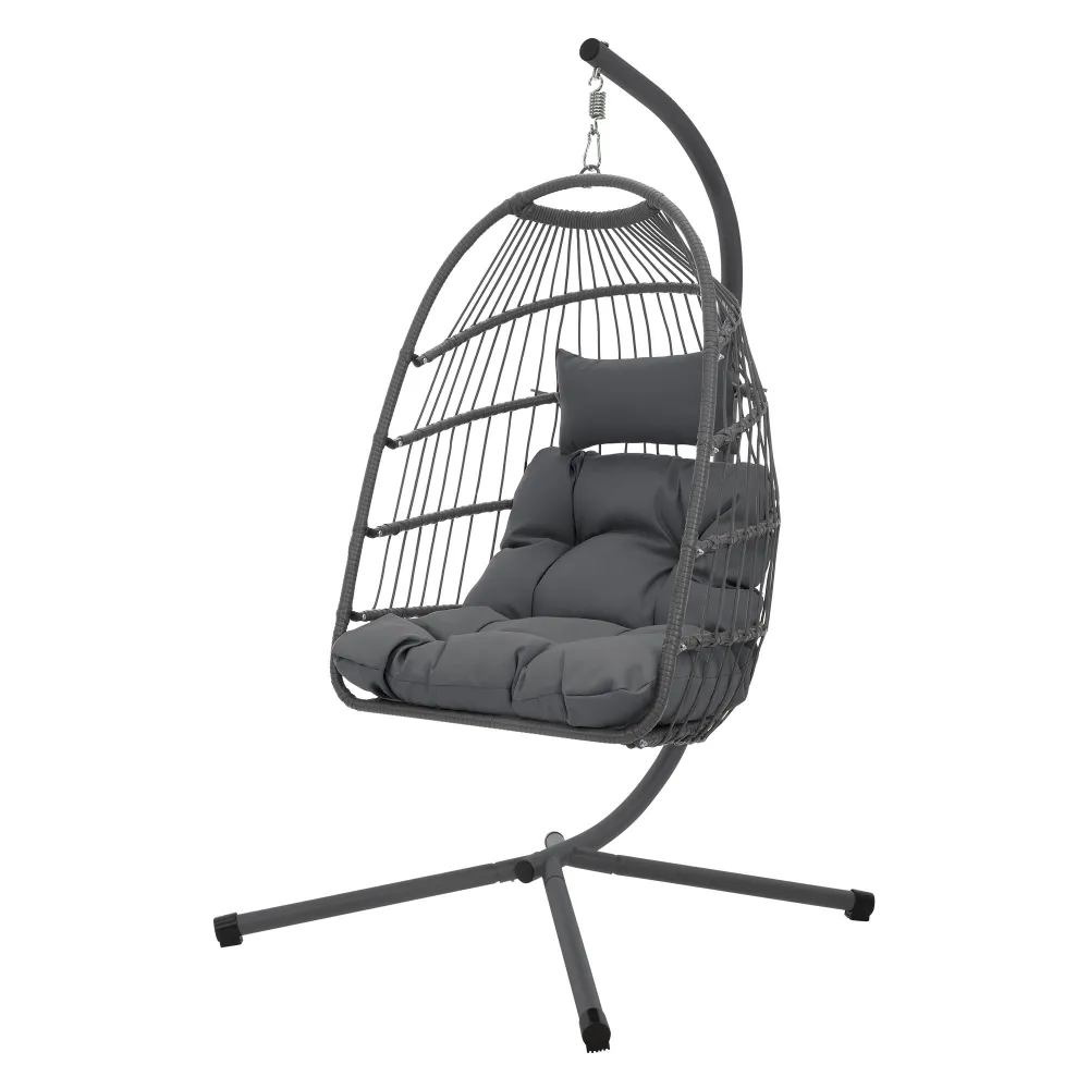Silla coLGante con soporte y cojin 195 cm gris ecd-germany con Soportes de Anclaje