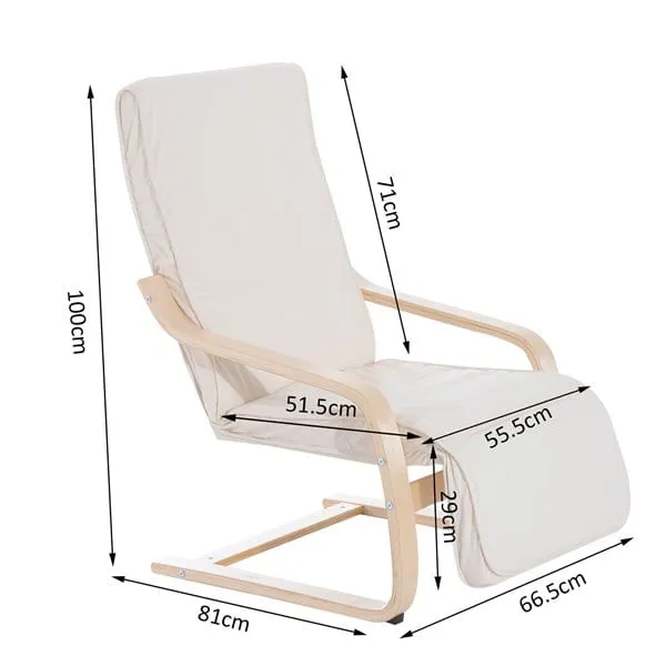 Sillón relax Homcom reposapiernas ajustable hueso 100x66,5x81 cm | Resistente la Intemperie |