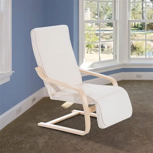 Sillón relax Homcom reposapiernas ajustable hueso 100x66,5x81 cm | Resistente la Intemperie |