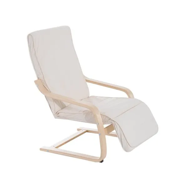 Sillón relax Homcom reposapiernas ajustable hueso 100x66,5x81 cm | Resistente la Intemperie |
