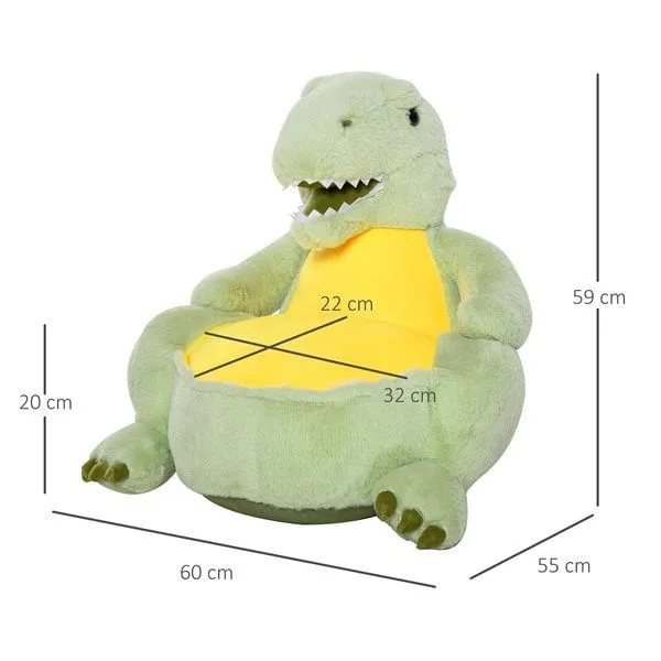 Soporte Resistente Asiento infantil Homcom forma dinosaurio acolchado +18 meses 59x60x55 cm