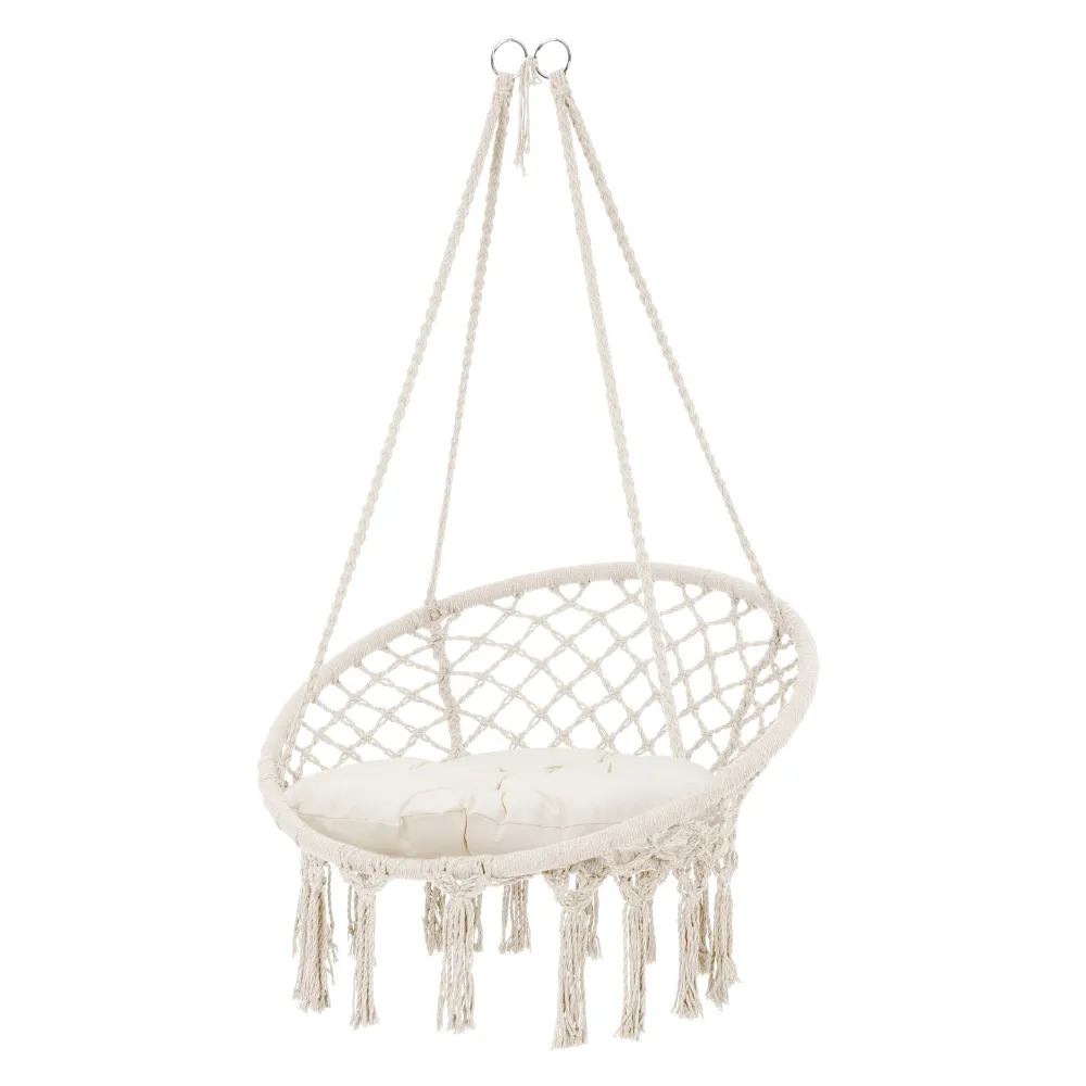 Soporte Resistente Silla colgante con cojín de asiento, ø 60cm beis ecd germany