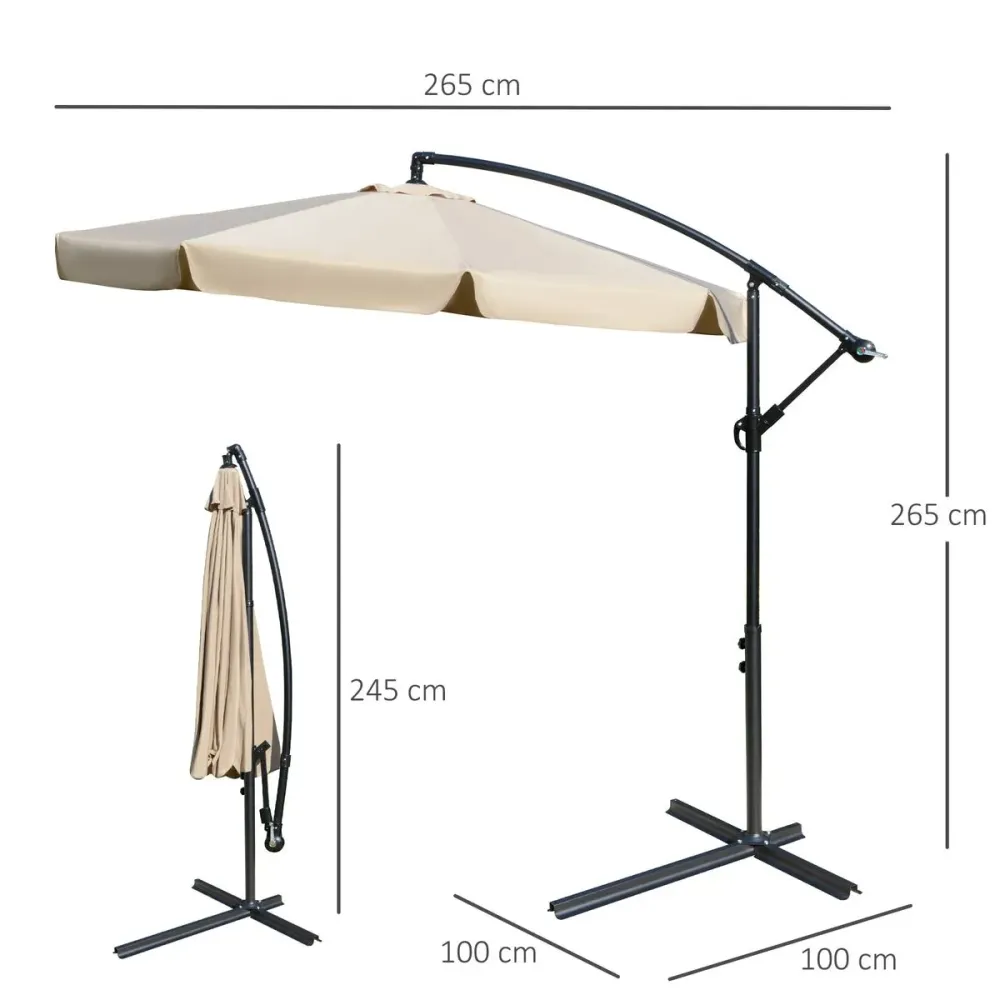 Estructura de Sombra Sombrilla de jardín Outsunny techo inclinable marrón nítido Ø265 cm