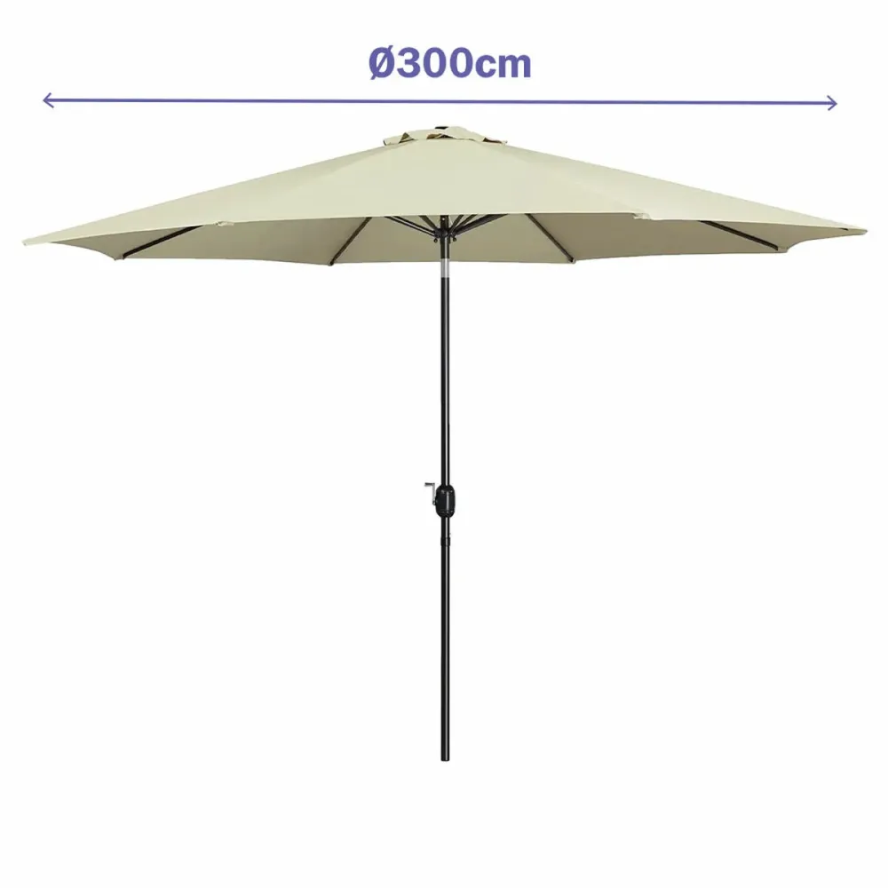 Impermeable y Resistentes al Viento Marbueno Sombrilla Acero 8 Varillas D300 cm Polyester Marfil Jardin, Piscina y Terraza...