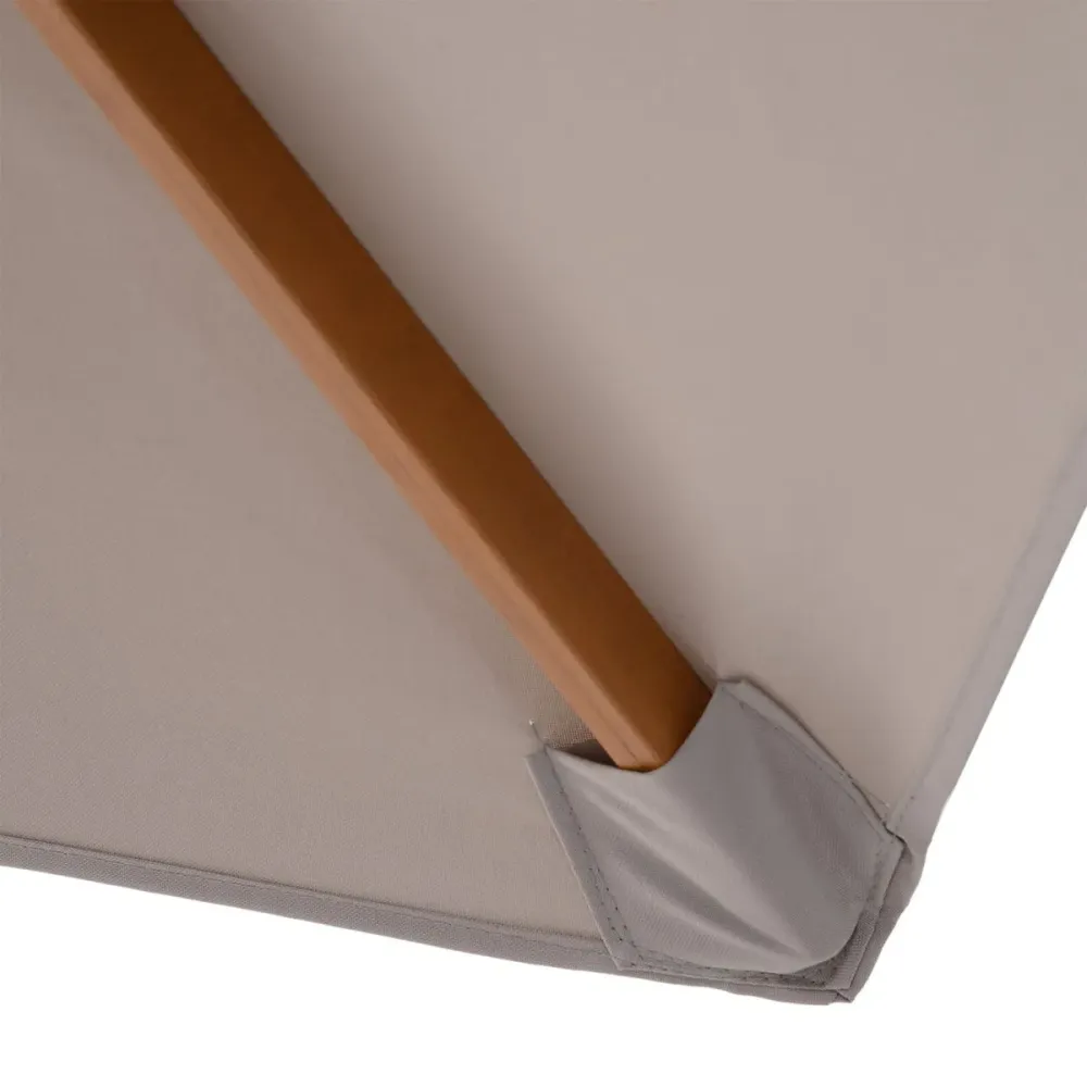 Impermeable y Resistentes al Viento Sombrilla de jardín Outsunny marco de madera apertura cuerda gris Ø2,50x2,30 m
