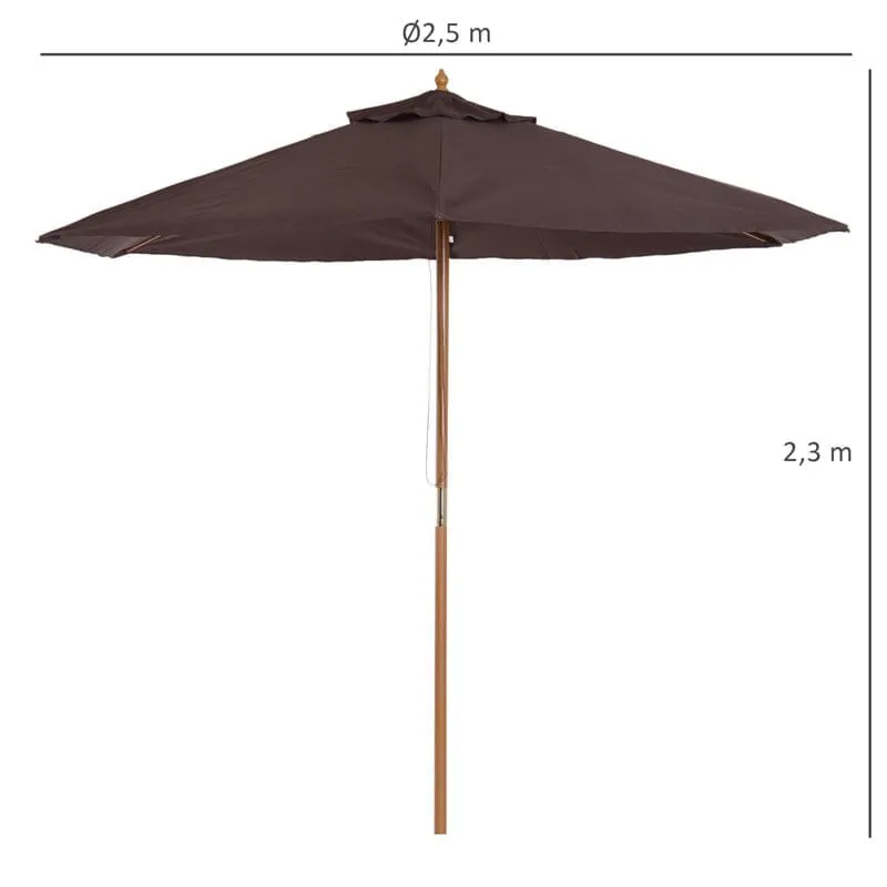 Impermeable y Resistentes al Viento Sombrilla Outsunny con ventilación excepcional café Ø2,5x2,3 m