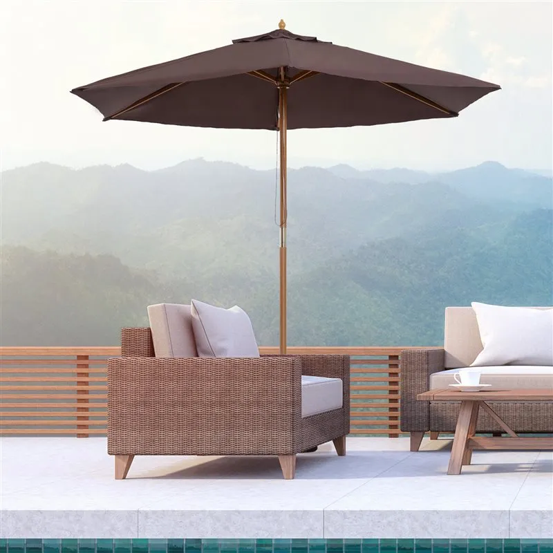 Impermeable y Resistentes al Viento Sombrilla Outsunny con ventilación excepcional café Ø2,5x2,3 m