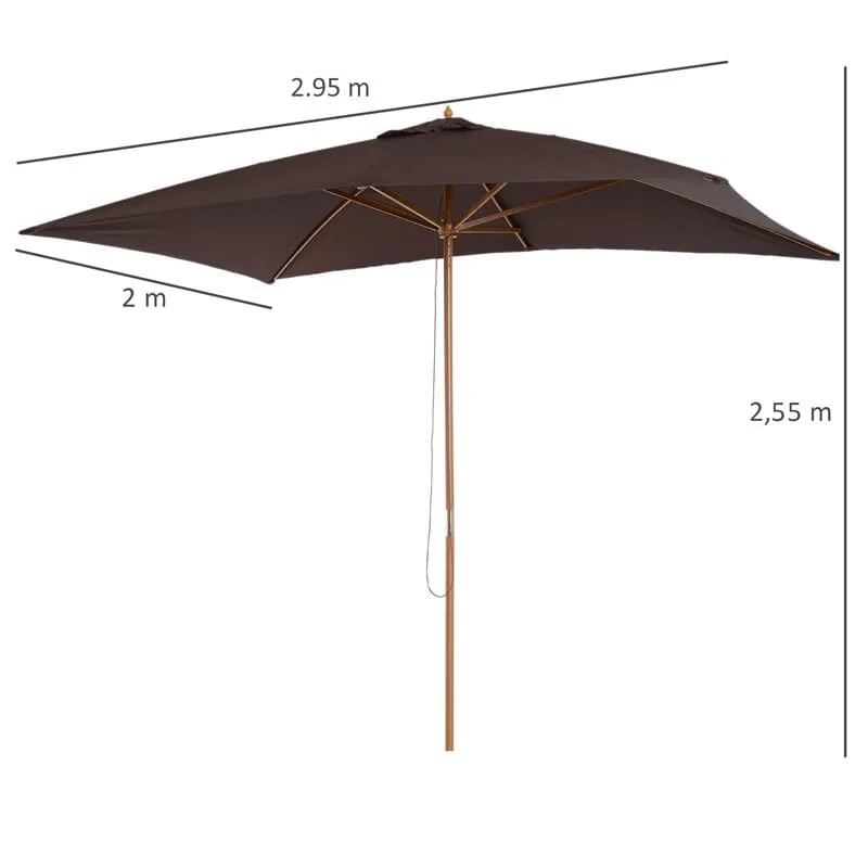 Impermeable y Resistentes al Viento Sombrilla Outsunny plegable café 2,55x2,95x2 m