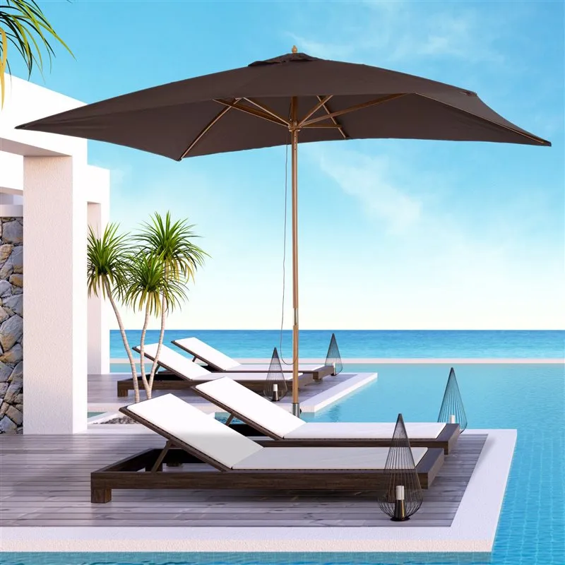 Impermeable y Resistentes al Viento Sombrilla Outsunny plegable café 2,55x2,95x2 m