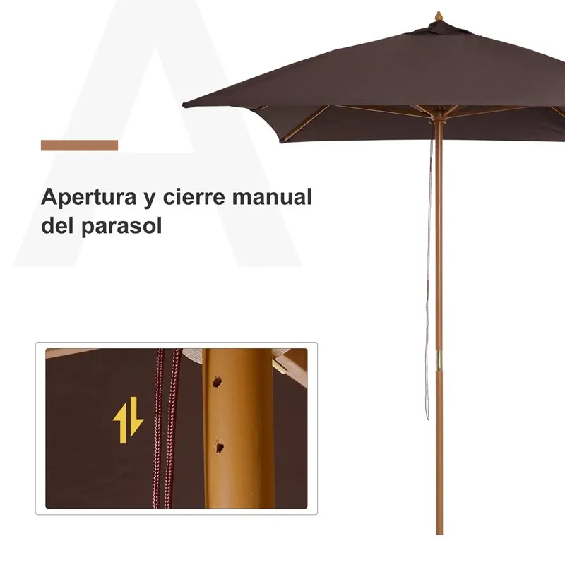 Impermeable y Resistentes al Viento Sombrilla Outsunny plegable café 2,55x2,95x2 m