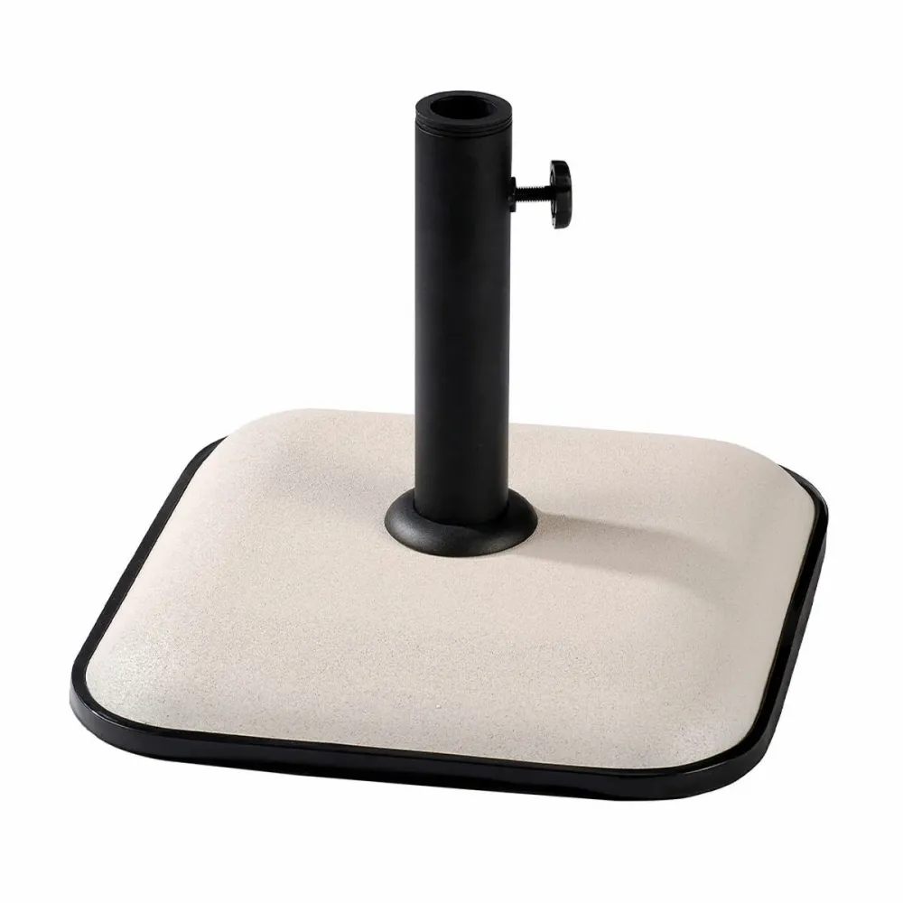 Marbueno Base Sombrilla Cuadrada Cemento 35X35X5,2 cm 11KG Blanco Jardin, Piscina y Terraza 10457 con Mango Inclinable