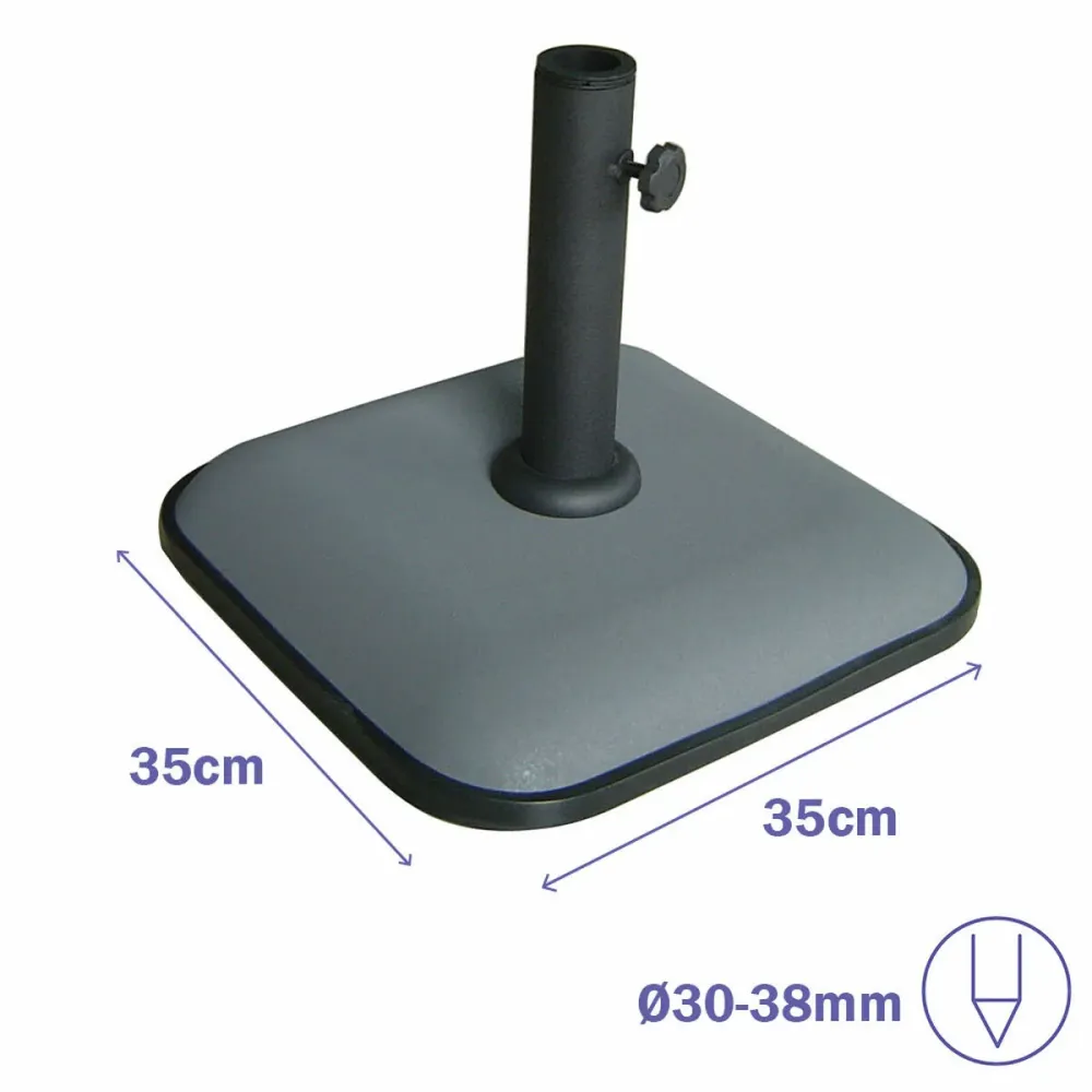 Marbueno Base Sombrilla Cuadrada Cemento 35X35X5,2 cm 11KG Gris Jardin, Piscina y Terraza 10454 Material Aluminio y Lona